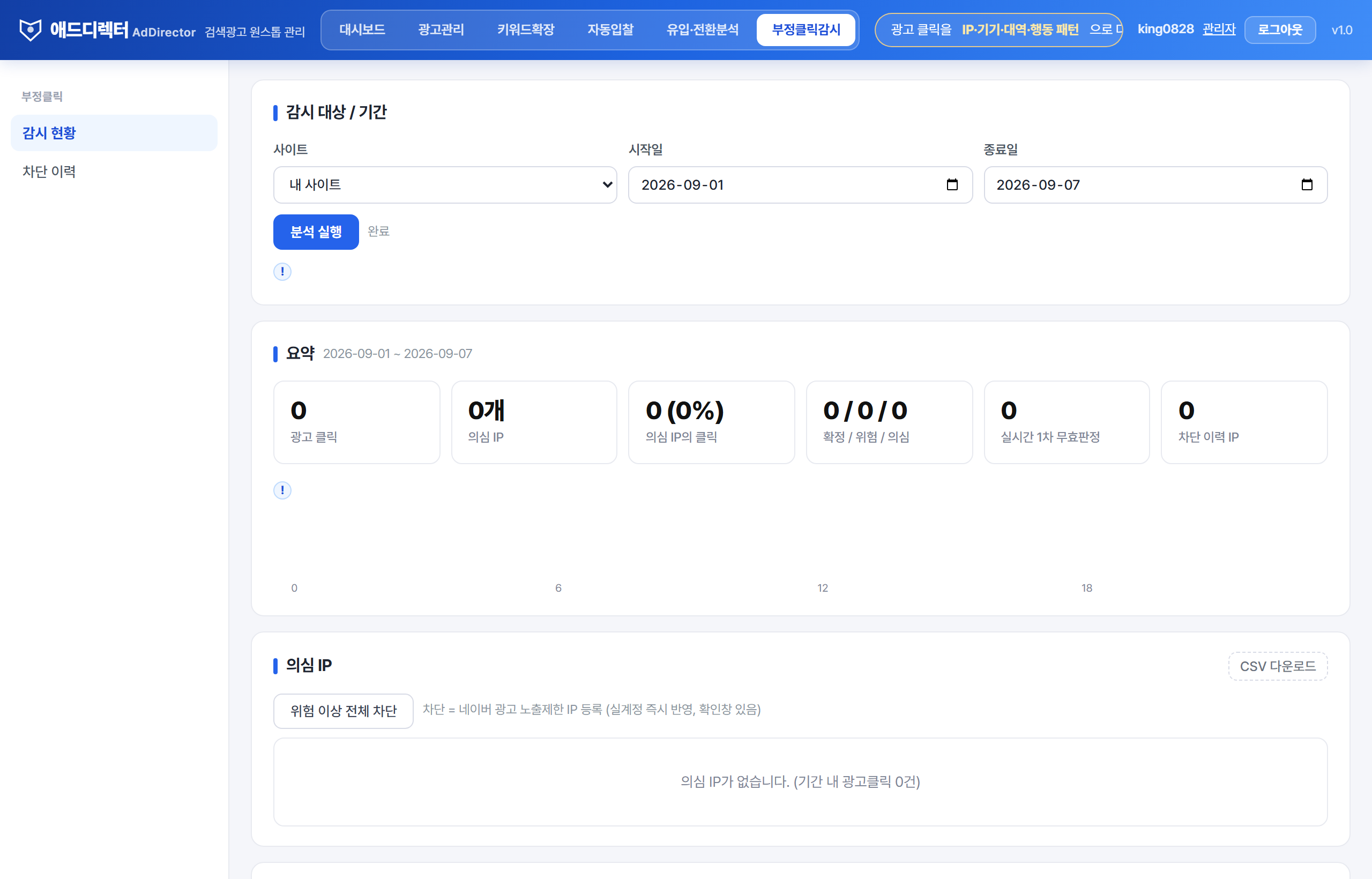 부정클릭감시 화면